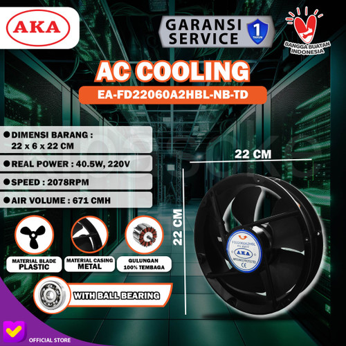 [EZM.0100296] Blower Kipas Fan Panel Cooling Fan AC 8” Inch 22 CM Bulat Ball Bearing