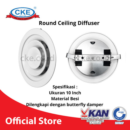 [EZM.0100303] Round Diffuser AC 14" Inch Putih Diffuser Bulat Grill Plafon Ducting