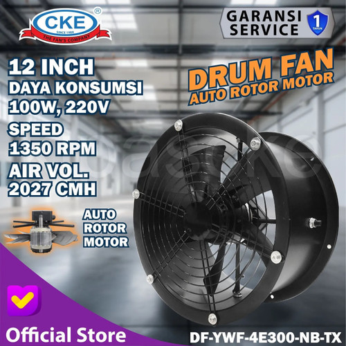 [EZM.0100307] Drum Fan Blower External Rotor 12" Inch Kipas Axial Blower Tabung 12"