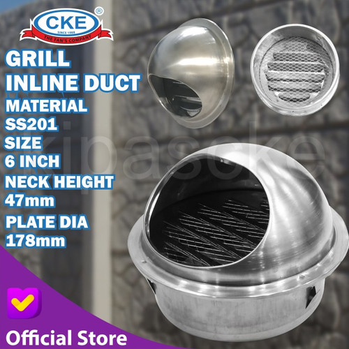 [EZM.0100316] Tutup Cerobong Asap 6" Inch Stainless 201 Penutup Cooker Hood Exhaust
