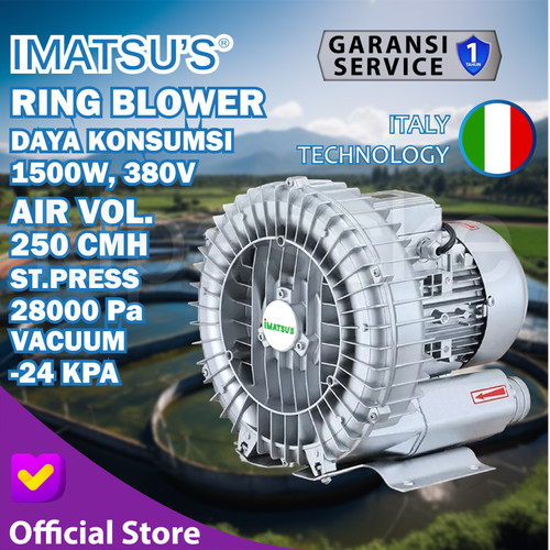 [EZM.0100330] Ring Blower 1500 2HP Air Pump Blower Tambak Kolam 1.5KW 1500Watt 380V