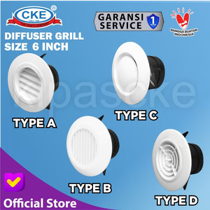 [EZM.0100363] 6 Inch Grill Penutup Inline Duct Booster Fan Plastik ABS Ceiling Grill