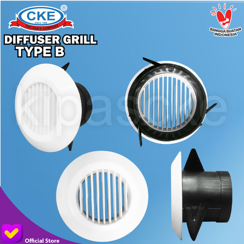 [EZM.0100364] 4 Inch Grill Penutup Inline Duct Booster Fan Plastik ABS Ceiling Grill