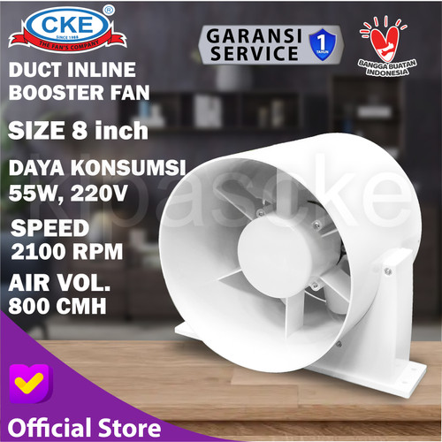 [EZM.0100366] 8 Inch Inline Duct Fan Plastic ABS Exhaust Blower Air Cooling Vent