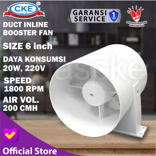 [EZM.0100367] 6 Inch Inline Duct Fan Plastic ABS Exhaust Blower Air Cooling Vent