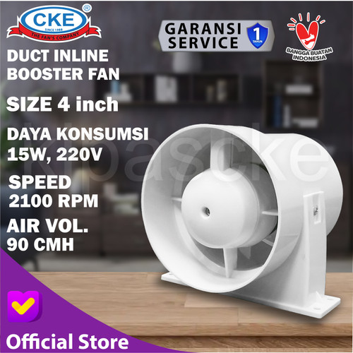 [EZM.0100368] 4 Inch Inline Duct Fan Plastic ABS Exhaust Blower Air Cooling Vent