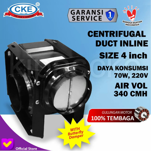 [EZM.0100382] Duct Inline Sudut Tabung 4 Inch Exhaust Fan Mini Sirocco 4"