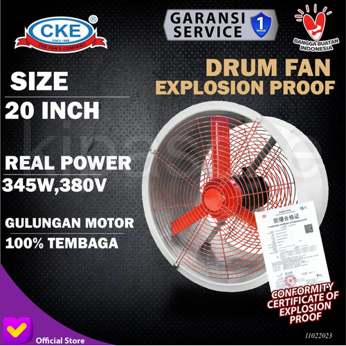 [EZM.0101443] Blower Explosion Proof Axial Fan 20 Inch 380V Drum Fan Bergaransi