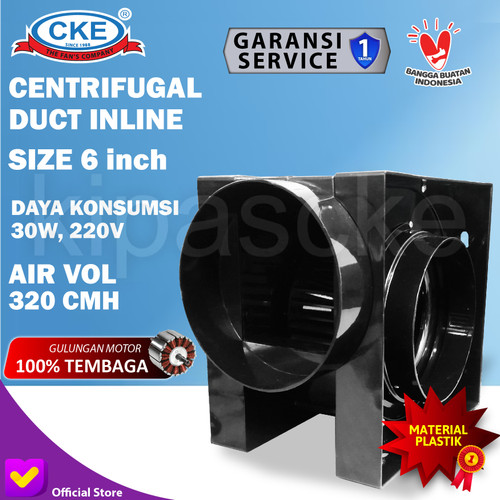[EZM.0100385] Exhaust Fan Mini Sirocco Sudut Tabung Industrial 6" Inline Duct