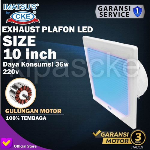 [EZM.0100399] Exhaust Fan Plafon LED 10" Hexos Plafon Ceiling Exhaust Led