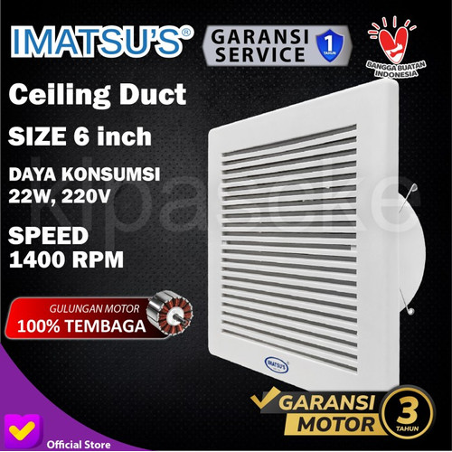 [EZM.0101454] Exhaust Fan Plafon 6" Ceiling Exhaust/Hexos/Heksos Plafon Dak Cerobong