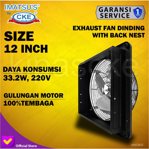 [EZM.0100407] Exhaust Fan Dinding Tembok 12 Inch Besi Imatsu Kipas Rumah Industri