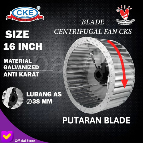 [EZM.0100442] Blade Blower 16" Baling blower Centrifugal Fan Wheel sirocco (Kanan)