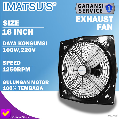 [EZM.0100451] Hexos Exhaust Fan Dinding Besi 16" Exhaust Industrial Fan