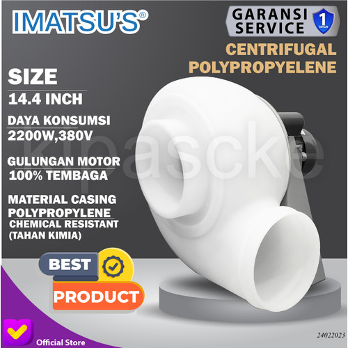 [EZM.0100452] Centrifugal Fan PP Plastik 14.4" 2.2KW Blower Keong Blower Lemari Asam