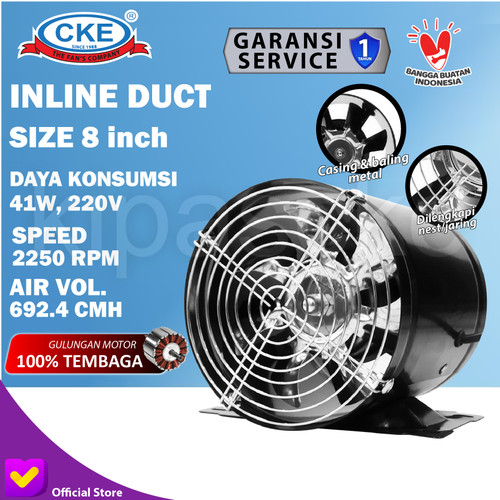 [EZM.0100461] Duct Pipe Booster Inline Fan 8 Inch Inline Duct Fan Metal Blade 8 Inch