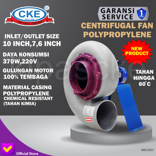 [EZM.0100472] Centrifugal Fan PP 370W 220V Blower Lemari Asam Blower Keong