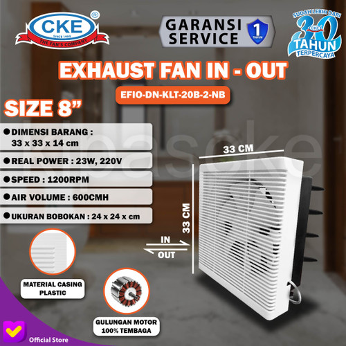 [EZM.0100478] Kipas Angin Exhaust Tipe Dinding 8" Wall Exhaust Hexos Heksos Fan