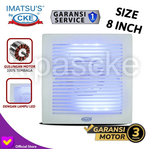 [EZM.0100493] Exhaust Fan LED Lightning 8" Kipas Angin Hexos Plafon Penghisap Udara