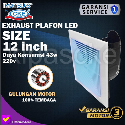 [EZM.0100520] Exhaust Plafon 12 Inch dengan Led Hexos/Heksos Plafon Ceiling Exhaust