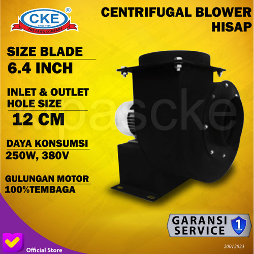 [EZM.0100530] Mini Centrifugal Fan 250W 380V M160R CKE Blower Keong Hisap Dapur