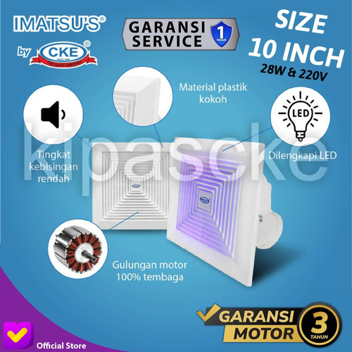 [EZM.0100545] Exhaust Fan LED Lightning 10 Inch Kipas Angin Hexos Plafon Dak Lampu L