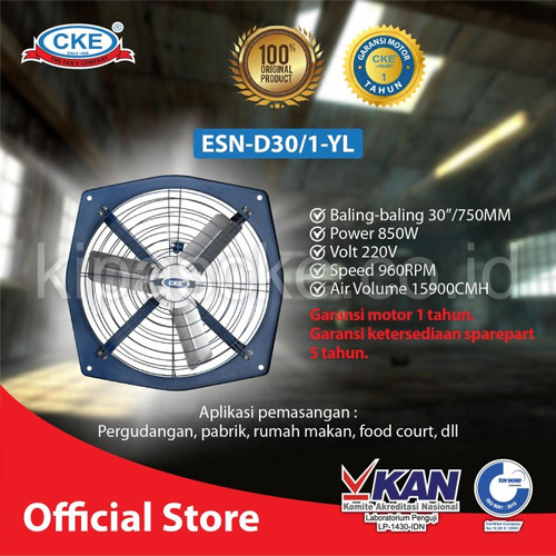 [EZM.0100549] Exhaust Fan Dinding Tembok 30 Inch Besi Fan Industri CKE Garansi Resmi