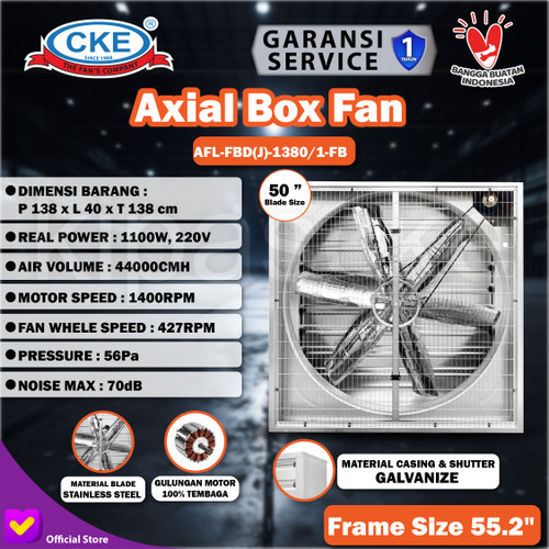 [EZM.0100585] BLOWER EXHAUST FAN GUDANG INDUSTRI DAN KANDANG AYAM 50" 1 PHASE 220V