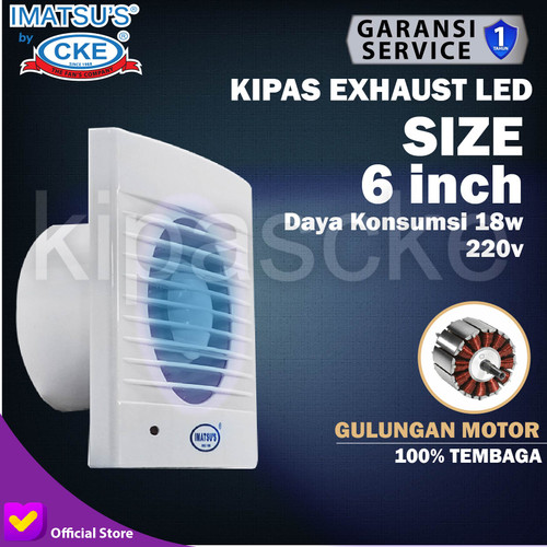 [EZM.0100595] Exhaust Fan Penghisap Udara Wall Tembok 6 Inch Dengan Led