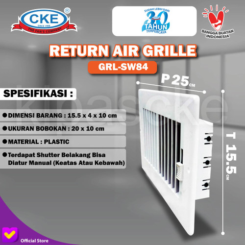 [EZM.0101550] RAG return air grille Ukuran 10 X 20 Grill Dinding