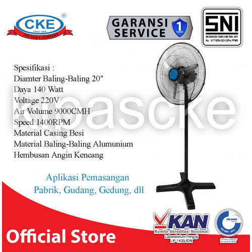 [EZM.0100622] Kipas Angin Tumpu Industri 20 Inch Stand Fan Kipas Angin Berdiri CKE