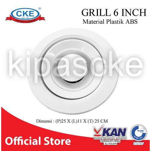 [EZM.0100635] Grill  Round diffuser 6 inch Putih Grill Plafon AC Ducting