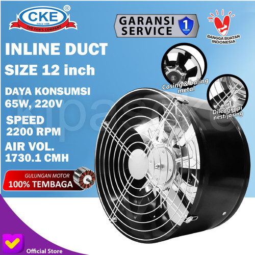 [EZM.0100657] Booster Fan CKE DF 12 Inch Mini Inline Fan Air Duct Fan Kipas Booster
