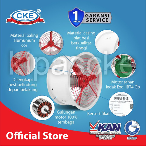 [EZM.0100664] Blower Explosion Proof Axial Fan 24 Inch 1 Phase Drum Fan Cke
