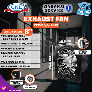[EZM.0100668] Hexos 8 Inch Wall Fan Duct Fan Exhaust Fan Exhaust Dinding