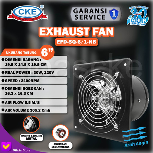 [EZM.0100669] Exhaust fan Dinding 6 Inch Booster Fan Wall Duct Fan Kipas Booster