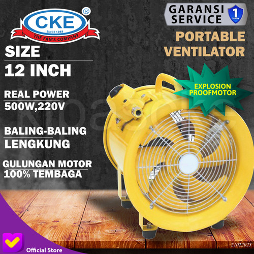 [EZM.0100711] Portable Ventilator Blower Explosion Proof 12 Inch Axial Drum Fan 12