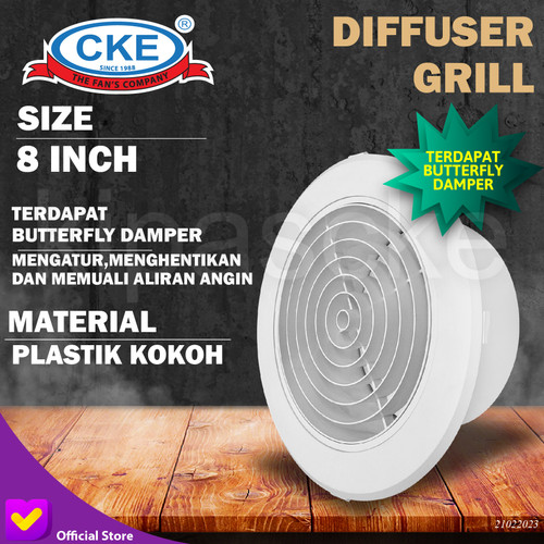 [EZM.0100732] Ceiling Round Air Grill 8 inch Grill penutup inline duct