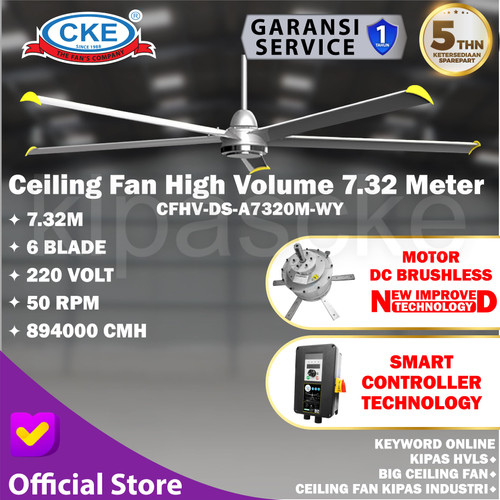 [EZM.0101667] HVLS Big Ceiling Fan A7320M 7.32 Meter 220V 800W Kipas Angin Raksasa
