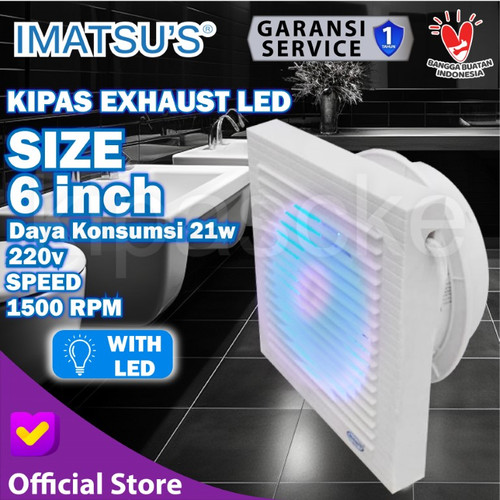 [EZM.0100803] Imatsu Exhaust Fan EF-APC15K-BB With LED 6 Inch Toilet Dapur Eksos
