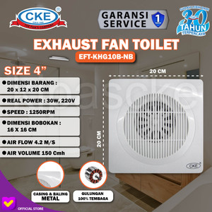 [EZM.0100829] Exhaust Fan Toilet CKE EFT-KHG10B-NB 4 Inch Rumah Toilet Dapur Eksos