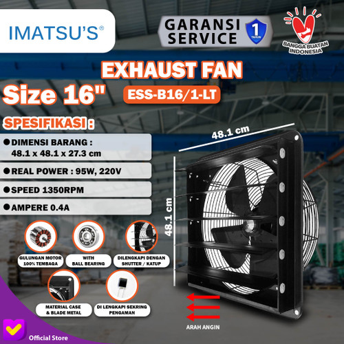[EZM.0100831] Imatsu Exhaust Fan Shutter ESS-B16/1-LT 16 Inch Exhaust Dinding