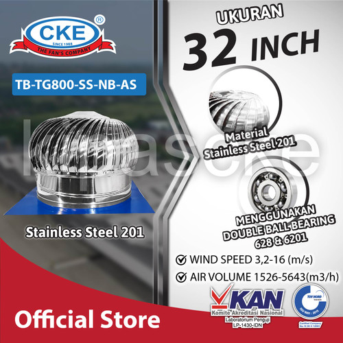 [EZM.0101708] TURBIN VENTILATOR CKE TB-TG800-SS-NB-AS 32 INCH VENTILASI ATAP