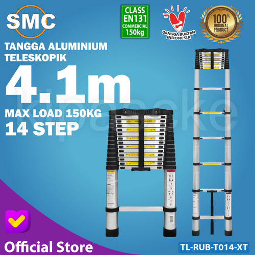 [EZM.0100826] Tangga Lipat Aluminium Teleskopik 4.1M Single Telescopic Ladder 4.1 M