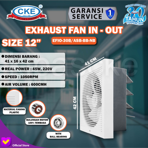 [EZM.0100851] Ceiling Exhaust CKE EFIO-30B/ASB 12" Exhaust Dinding