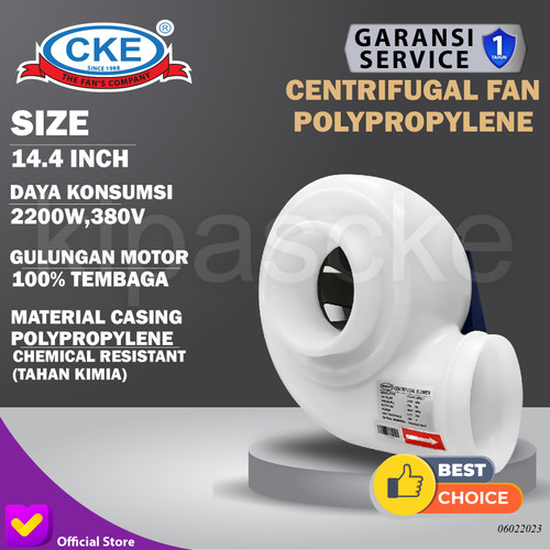 [EZM.0100854] Centrifugal CKE CF-PP/FD360/2.2KW-NO 380 VOLT Blower Fan Keong Hisap