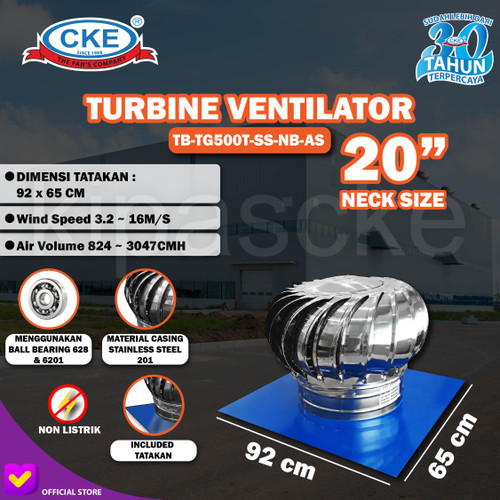 [EZM.0100855] TURBIN VENTILATOR CKE TB-TG500T-SS-NB-AS 20" VENTILASI ATAP
