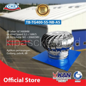 [EZM.0100856] Turbin Ventilator 16" TB-TG400-SS-NB-AS Exhaust Roof Atap Stainless