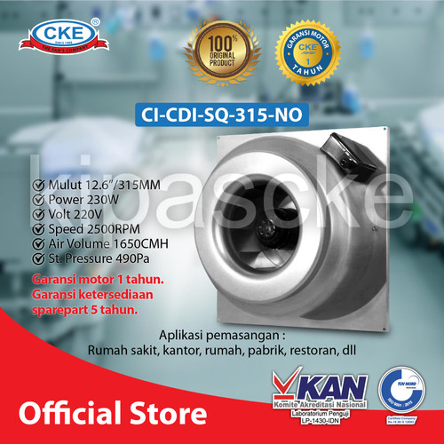 [EZM.0100860] Duct Inline CI-CDI-SQ-315-NO 12.6 Inch Inline Fan Duct Blower Hisap