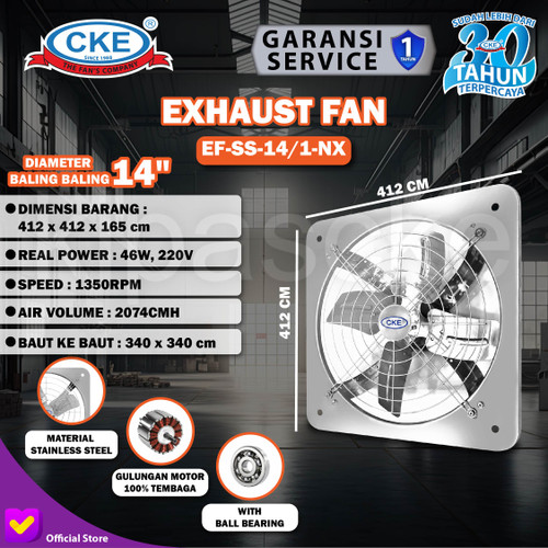 [EZM.0100875] Exhaust Fan Stainless EF-SS-14/1-NX 14 Inch Kipas Angin Dinding